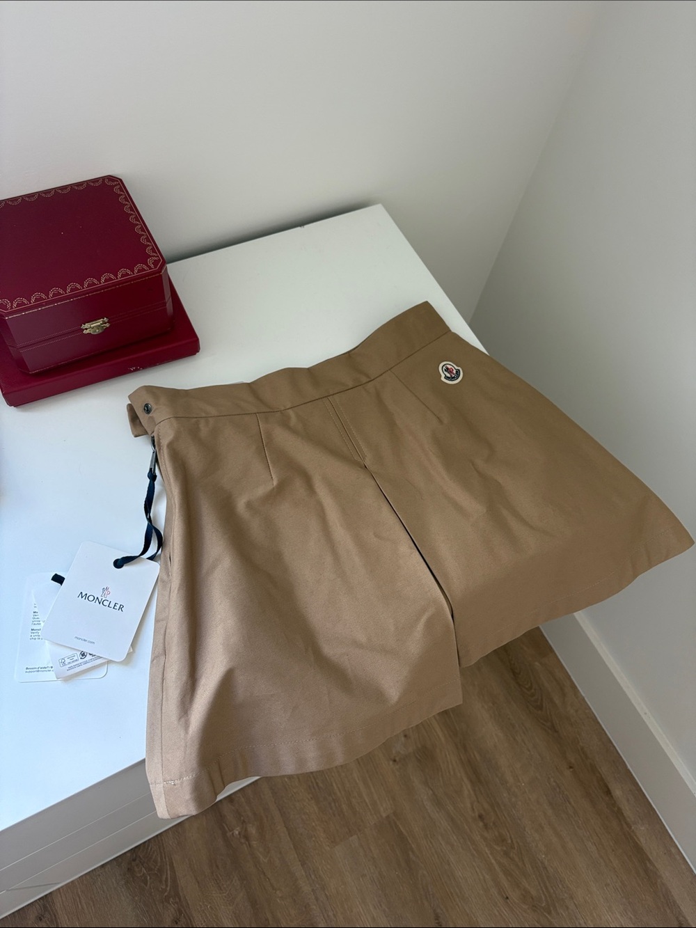 Moncler Tan A-Line Skort with Signature Patch